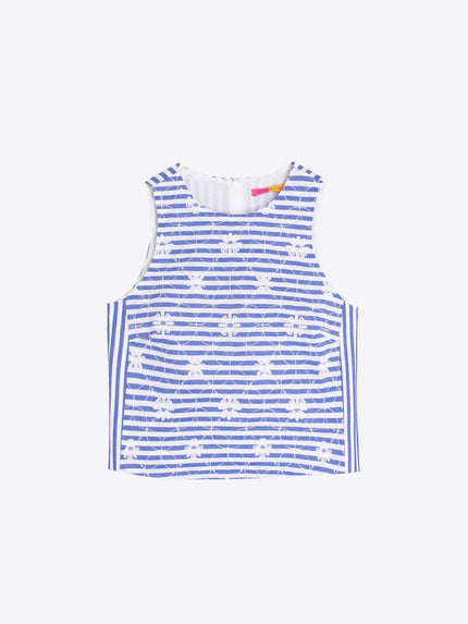 FLORAL EMBORIDERY STRIPED TOP
