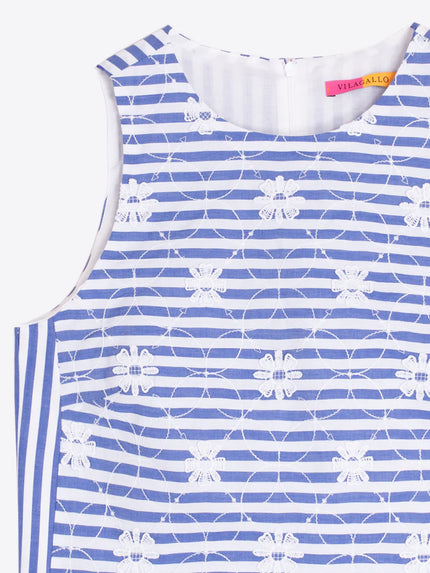 FLORAL EMBORIDERY STRIPED TOP