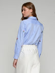 ISA BLUE SHIRT EMBROIDERED FLOWERS