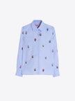 ISA BLUE SHIRT EMBROIDERED FLOWERS