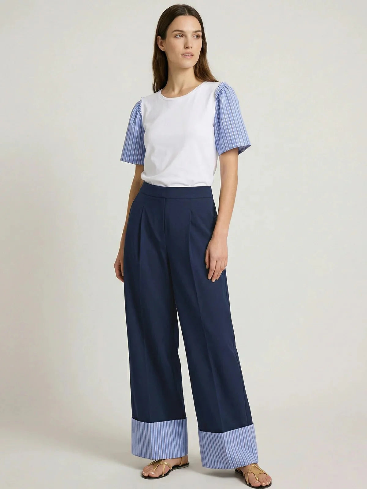 DENIM PANT WITH LARGE CUFF