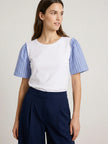 WHITE SHORT SLEEVED STRIPED TSHIRT