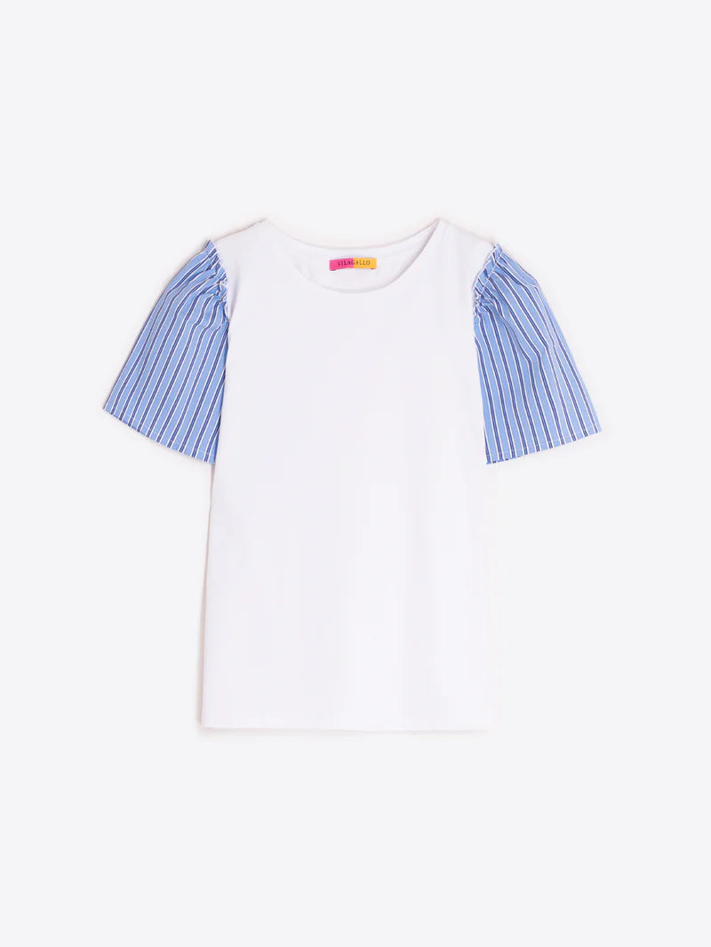 WHITE SHORT SLEEVED STRIPED TSHIRT