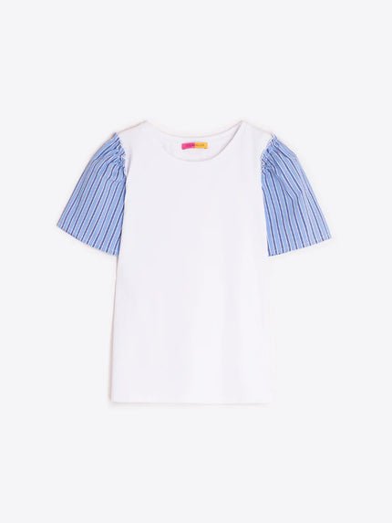 WHITE SHORT SLEEVED STRIPED TSHIRT