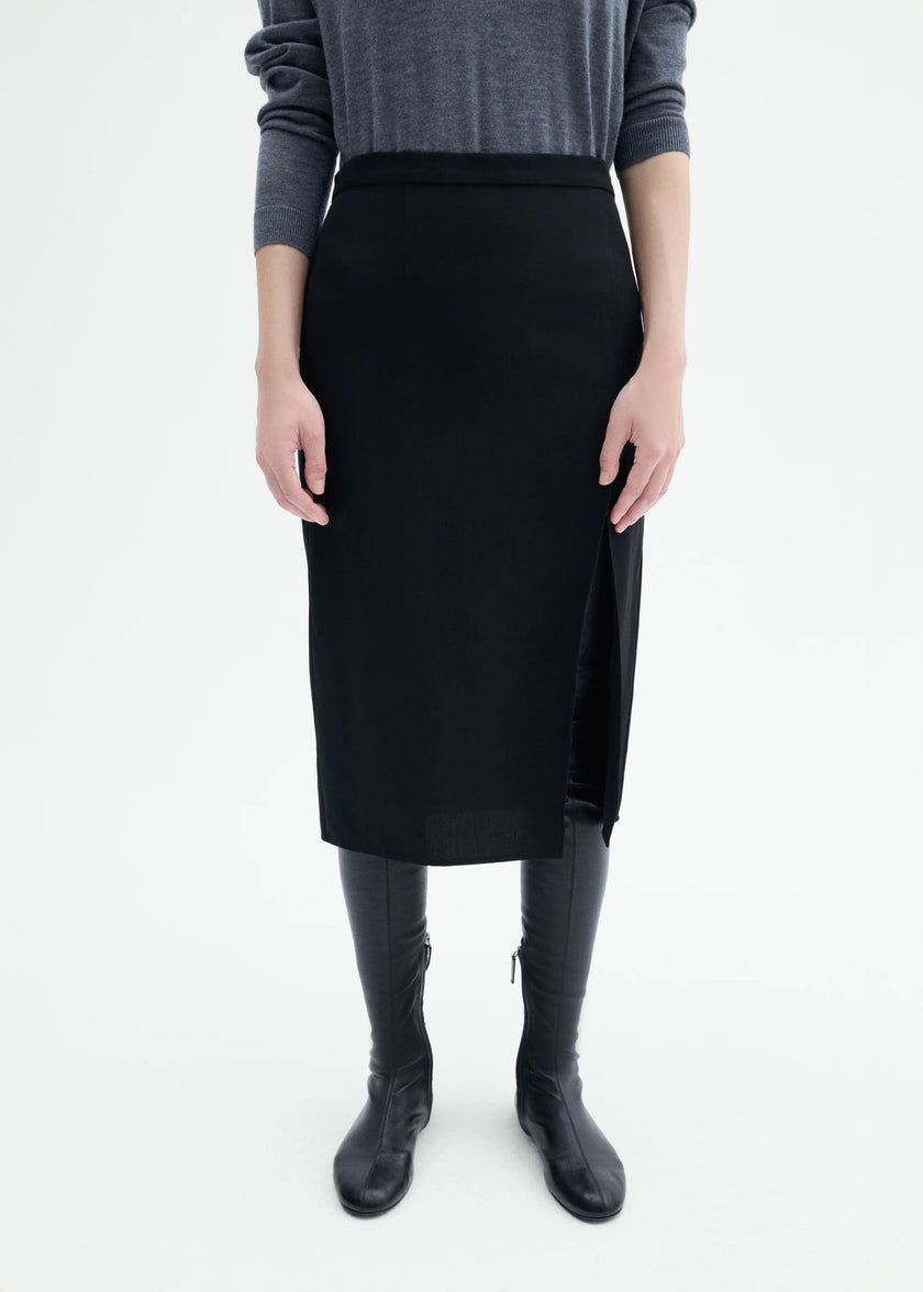SLIM MIDI SKIRT IN VISCOSE WOOL