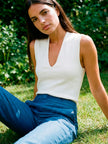 RAW KNIT TOP WITH VNECK