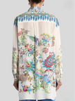 LONG SILK SHIRT WITH PLACED FLORAL PRINT