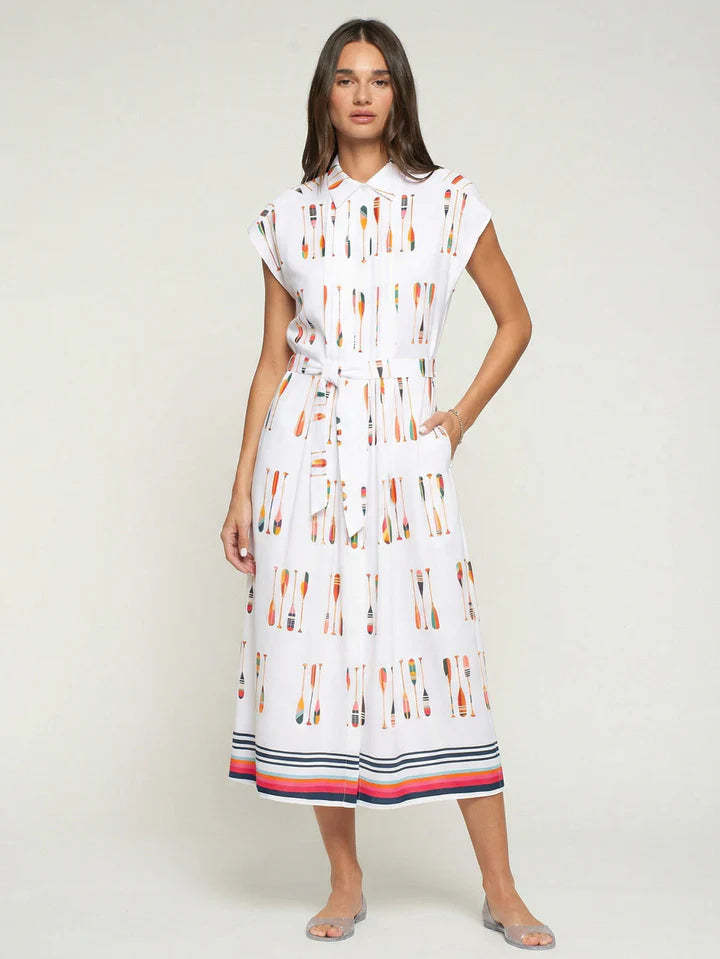 JARETAS PLEATED SHIRT DRESS IN OARS