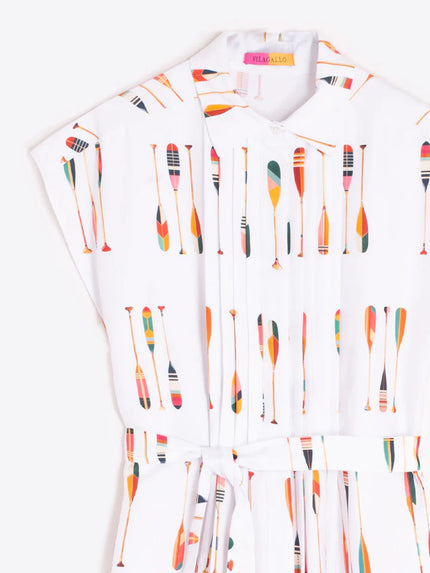JARETAS PLEATED SHIRT DRESS IN OARS