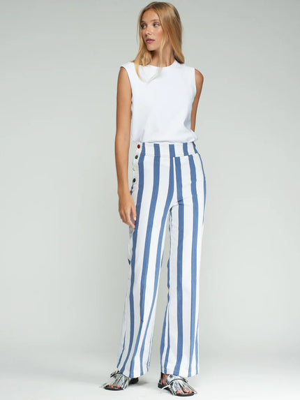 TEODORA AZUL STRIPED TROUSERS WITH BUTTONS