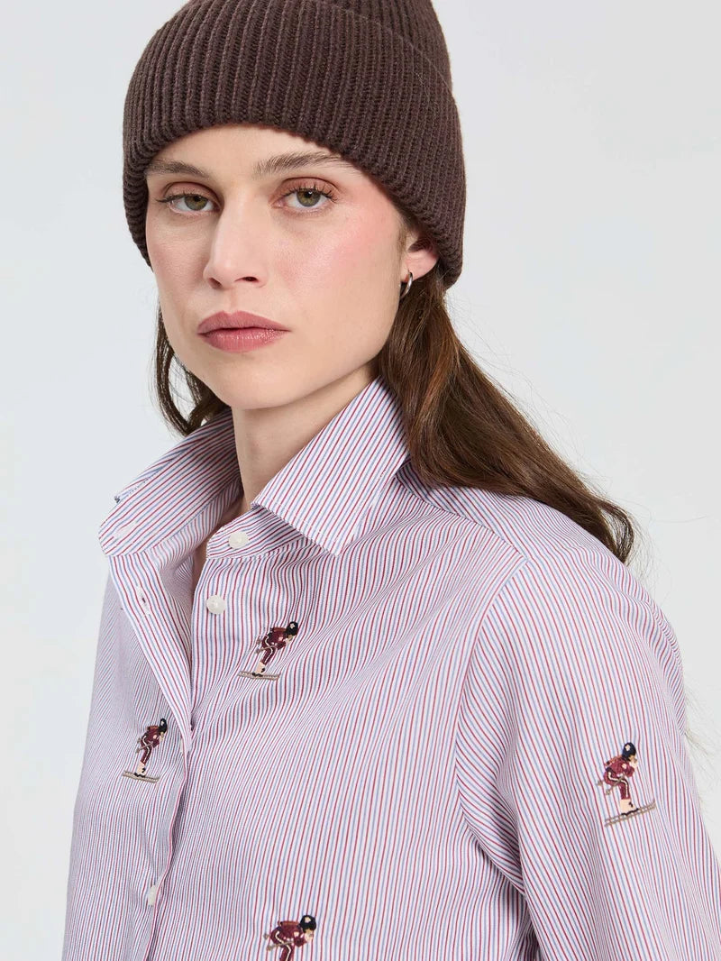 BICOLOR STRIPED SHIRT SKI EMBROIDERY