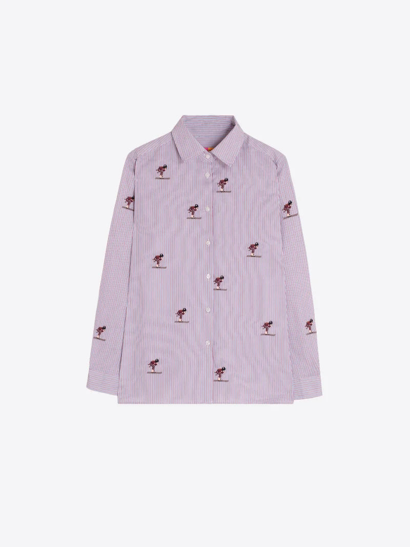 BICOLOR STRIPED SHIRT SKI EMBROIDERY