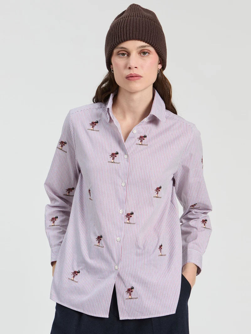 BICOLOR STRIPED SHIRT SKI EMBROIDERY