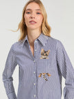 MAGDA CAT POCKET BLUE WHITE STRIPE