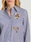 MAGDA CAT POCKET BLUE WHITE STRIPE