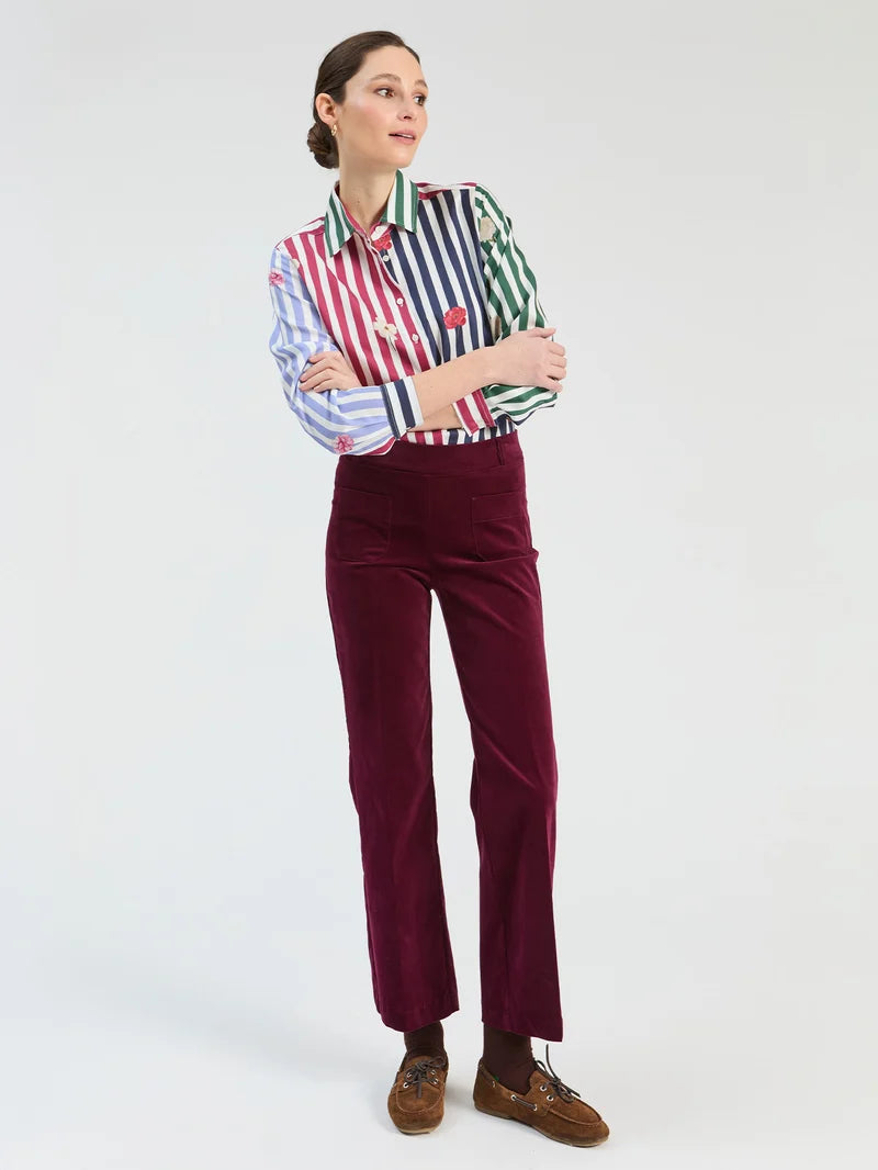 TEA BUTTON DOWN TOP STRIPES AND FLORAL