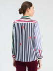 TEA BUTTON DOWN TOP STRIPES AND FLORAL