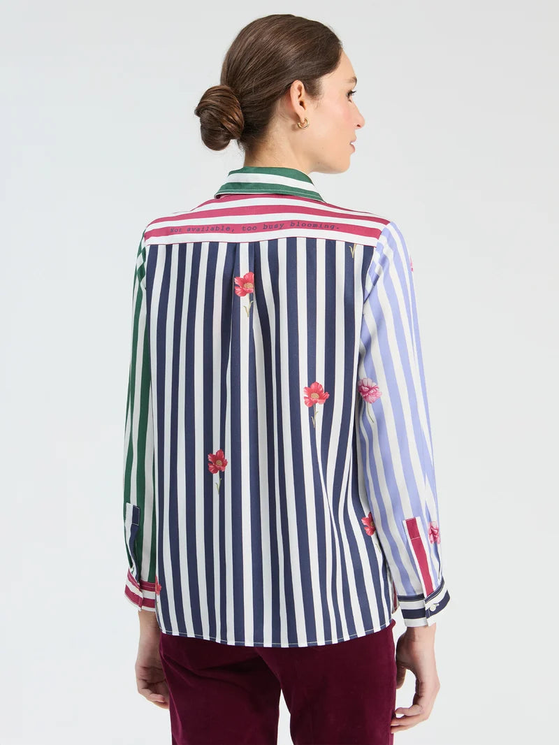 TEA BUTTON DOWN TOP STRIPES AND FLORAL