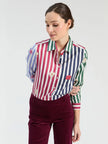 TEA BUTTON DOWN TOP STRIPES AND FLORAL