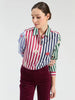TEA BUTTON DOWN TOP STRIPES AND FLORAL