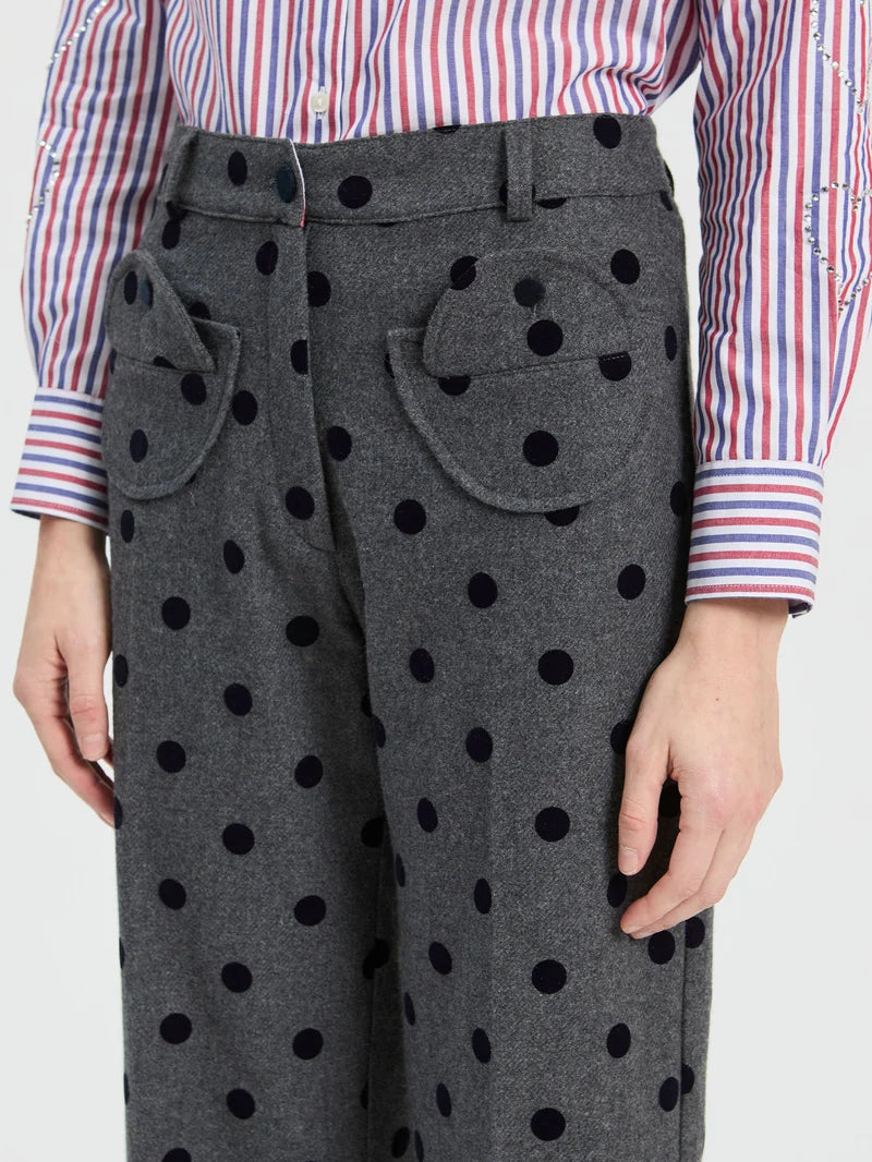 ARI PANT FLOCKED POLKA DOTS