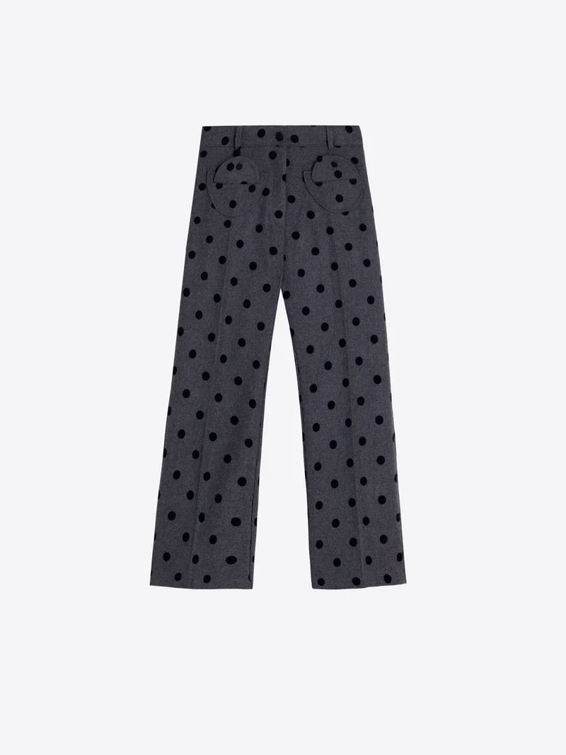 ARI PANT FLOCKED POLKA DOTS