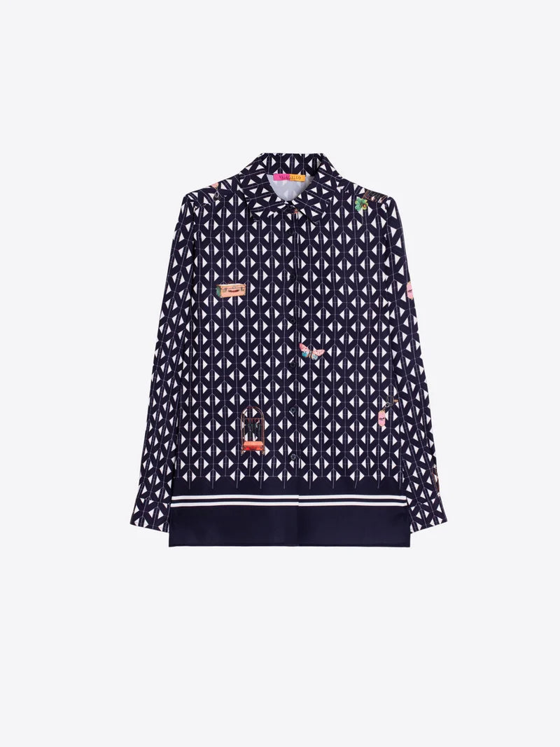TEA BUTTON DOWN HOTEL PRINT