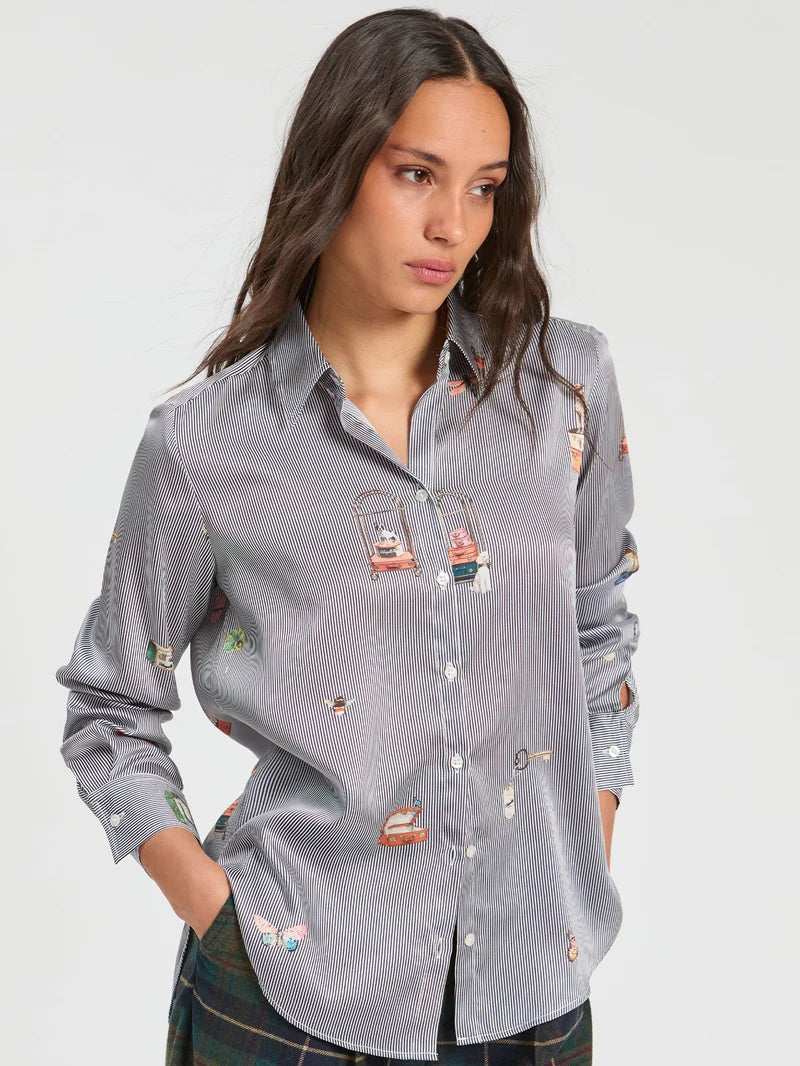 GABY BUTTON DOWN HOTEL STRIPES TOP