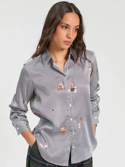 GABY BUTTON DOWN HOTEL STRIPES TOP