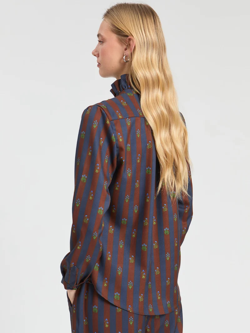 VOLANTES STRIPE RUFFLE BLOUSE