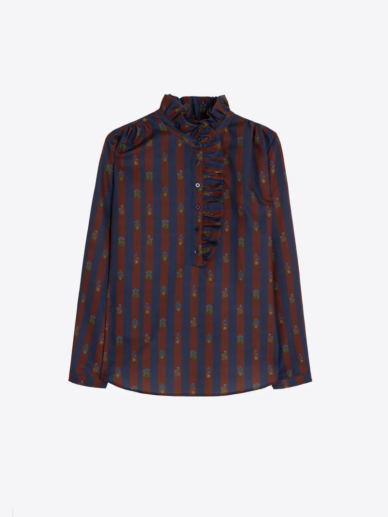 VOLANTES STRIPE RUFFLE BLOUSE