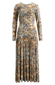 BLUE WINTER TAPESTRY LONG SLEEVE MAXI DRESS