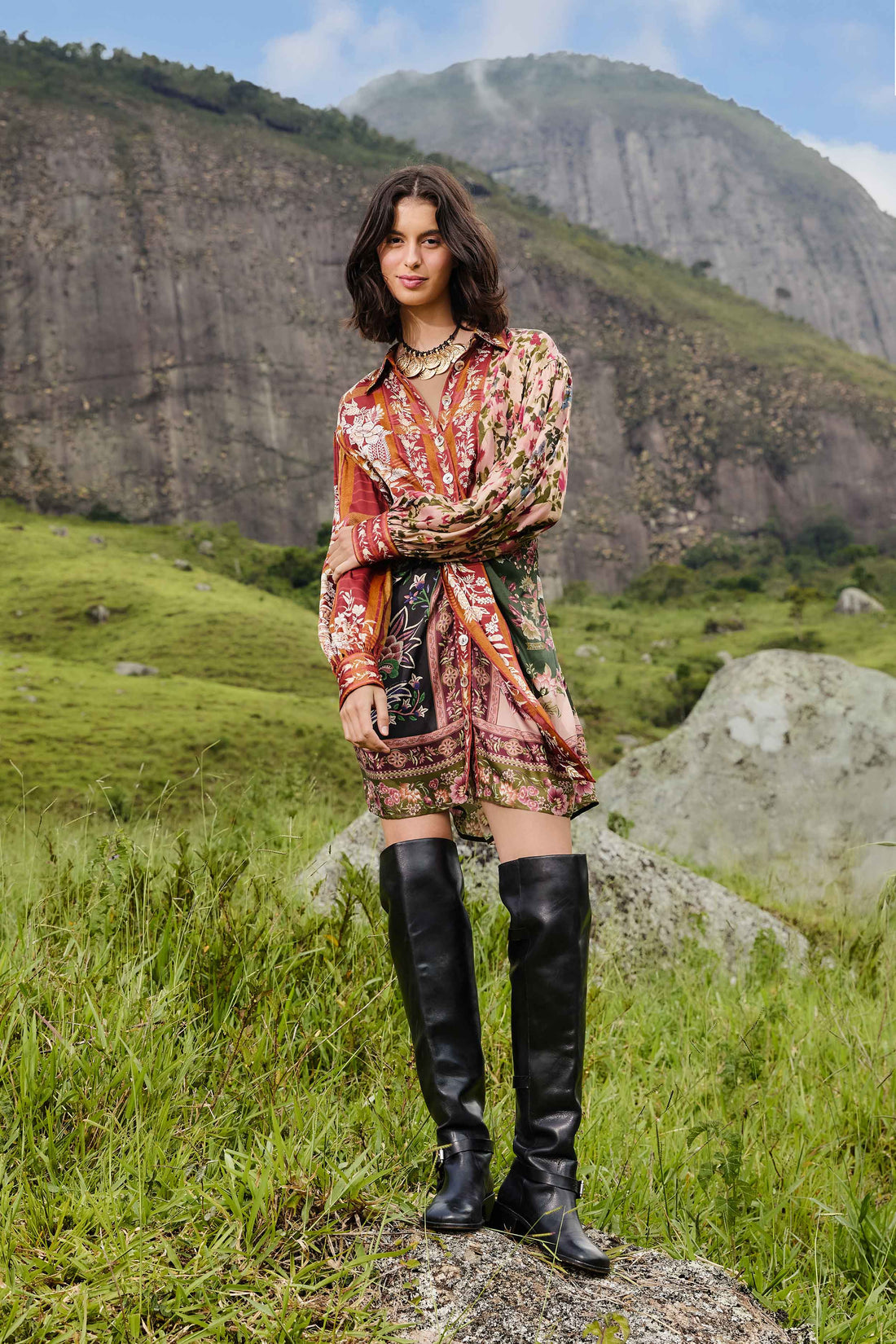 MIXED WINTER GARDEN LENZING ECOVERA VISCOSE MINI DRESS