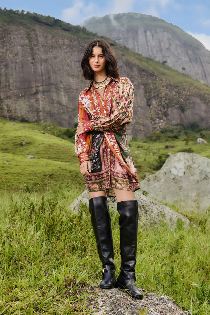 MIXED WINTER GARDEN LENZING ECOVERA VISCOSE MINI DRESS