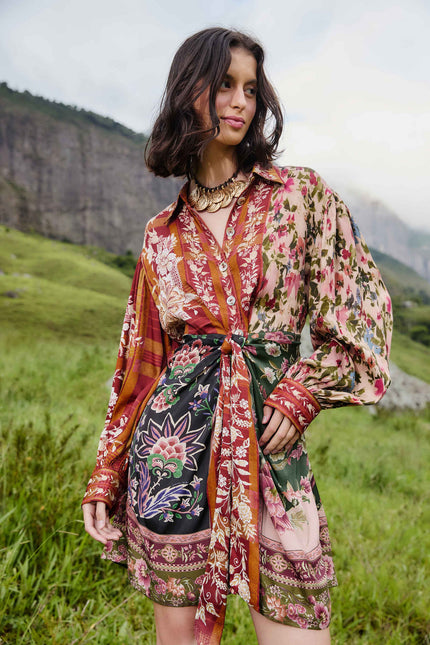 MIXED WINTER GARDEN LENZING ECOVERA VISCOSE MINI DRESS