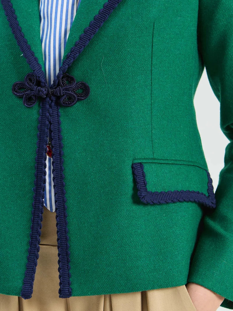 NURIA GREEN WITH NAVY TRIM JACKET