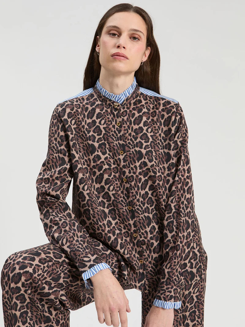 DIANA LEOPARD LONG SLEEVE BLOUSE