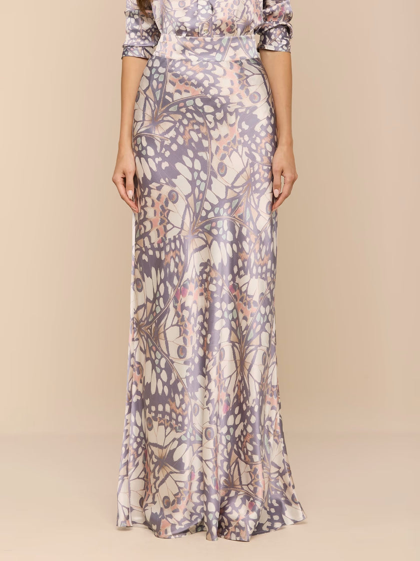 RYKER SILK MAXI SKIRT IN BUTTERFLY WING