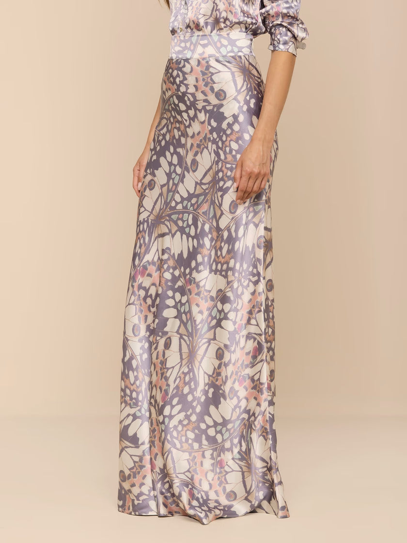 RYKER SILK MAXI SKIRT IN BUTTERFLY WING
