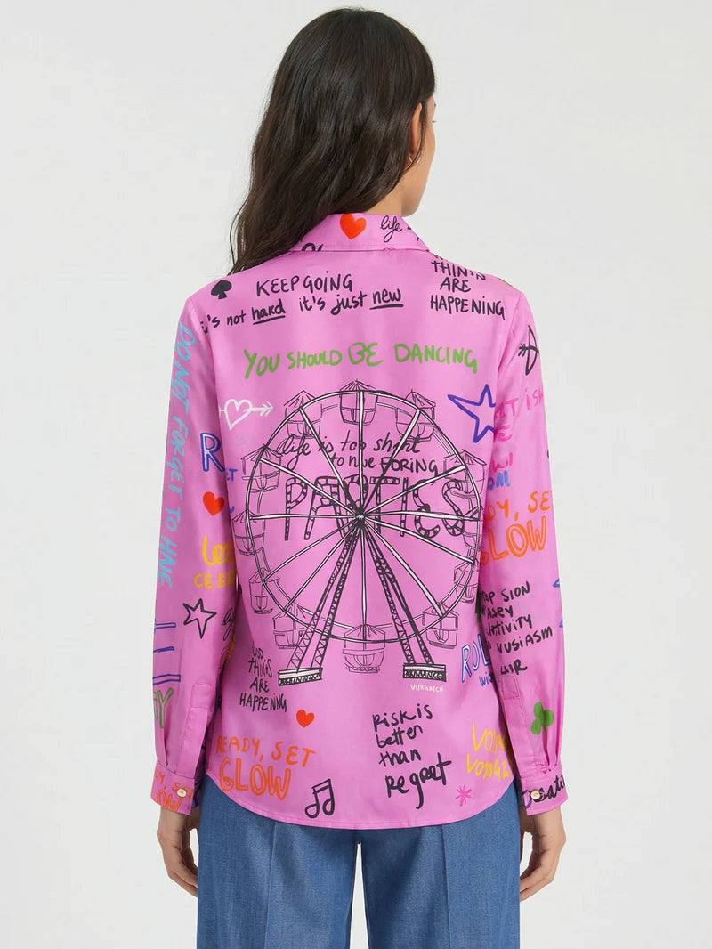 TEA FARRIS WHEEL PINK BUTTON DOWN