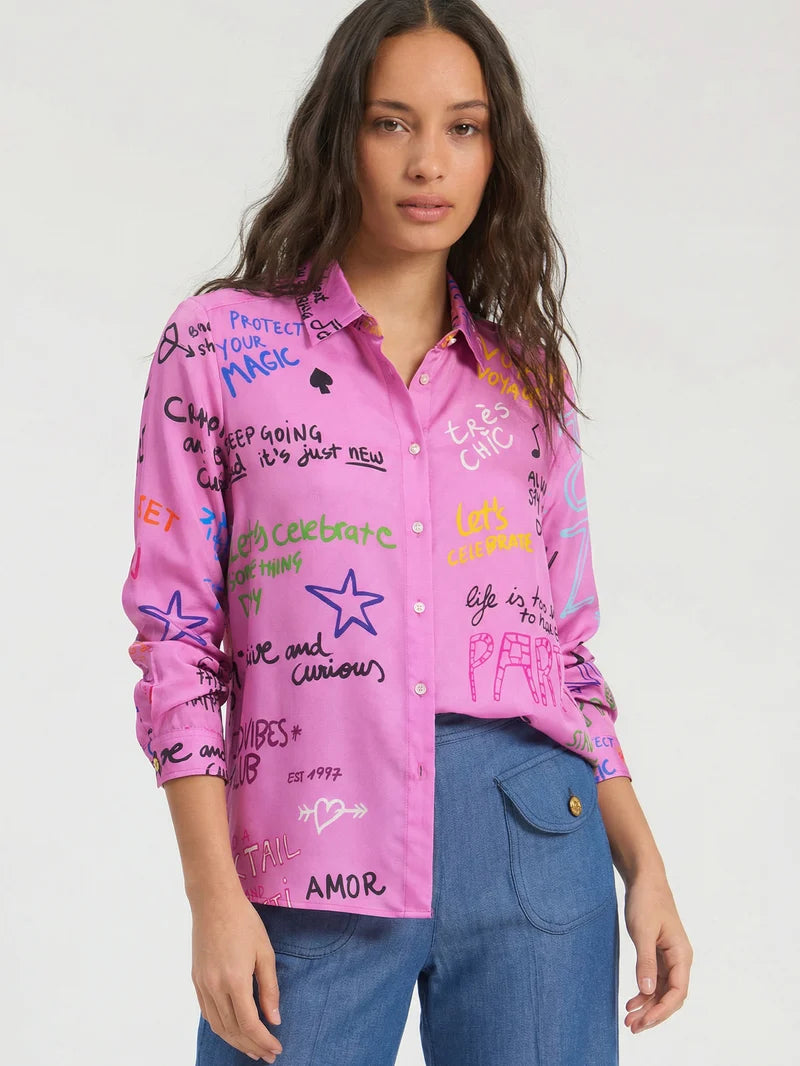 TEA FARRIS WHEEL PINK BUTTON DOWN