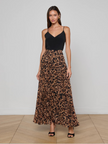 TORIN PLEATED MAXI SKIRT IN BROWN MULTI AMUR LEOPARD