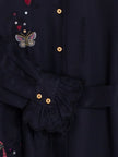 NAVY EMBROIDERED CUPID MIDI DRESS