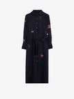 NAVY EMBROIDERED CUPID MIDI DRESS