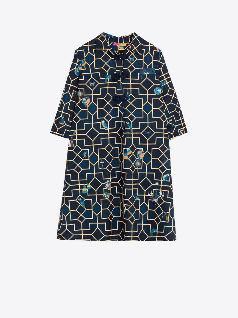 NAVY BAMBOO SHORT DRESS