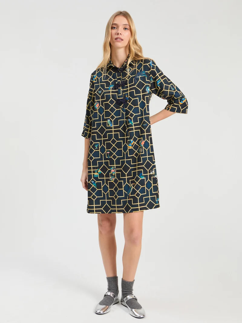 NAVY BAMBOO SHORT DRESS