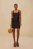 BLACK SLEEVELESS LINEN MINI DRESS