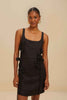 BLACK SLEEVELESS LINEN MINI DRESS