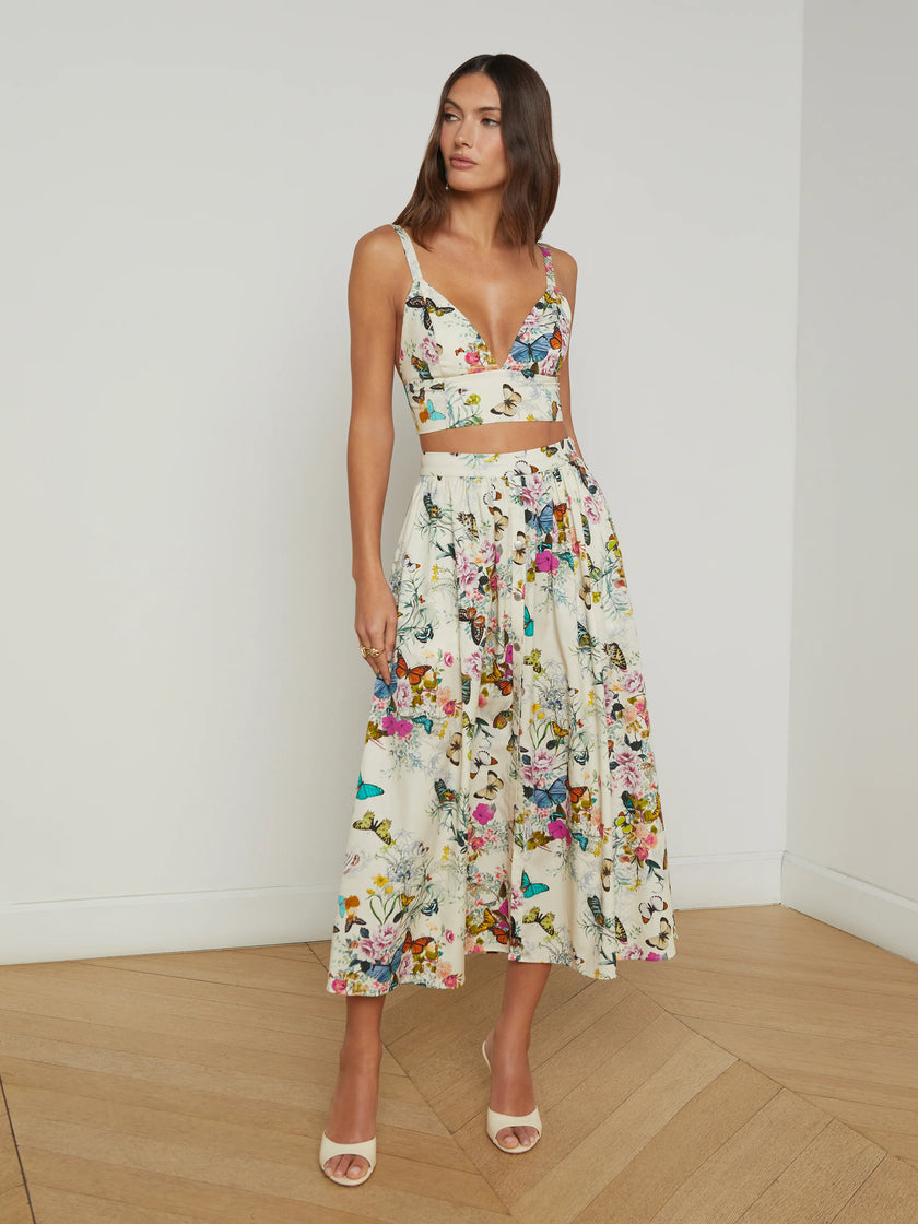 SEINA POPLIN MIDI SKIRT