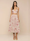 SEINA LINEN MIDI SKIRT IN TEXTURED JUNGLE TOILE